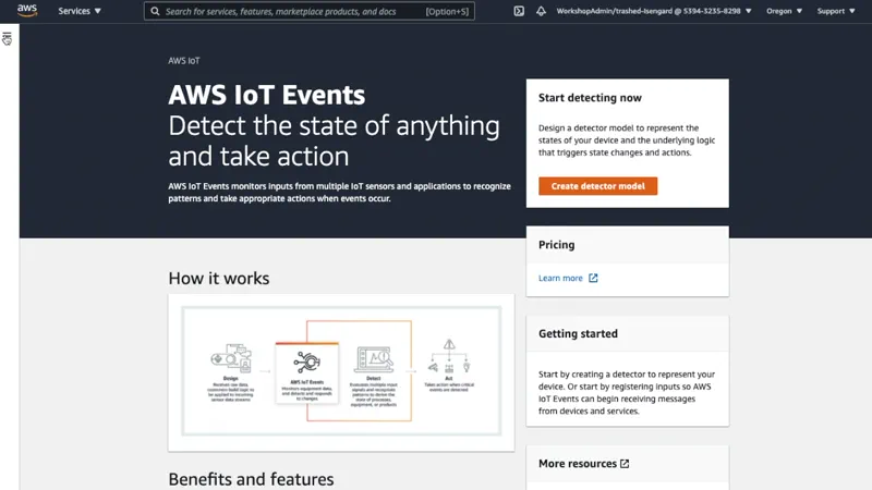 Choose test in AWS IoT console